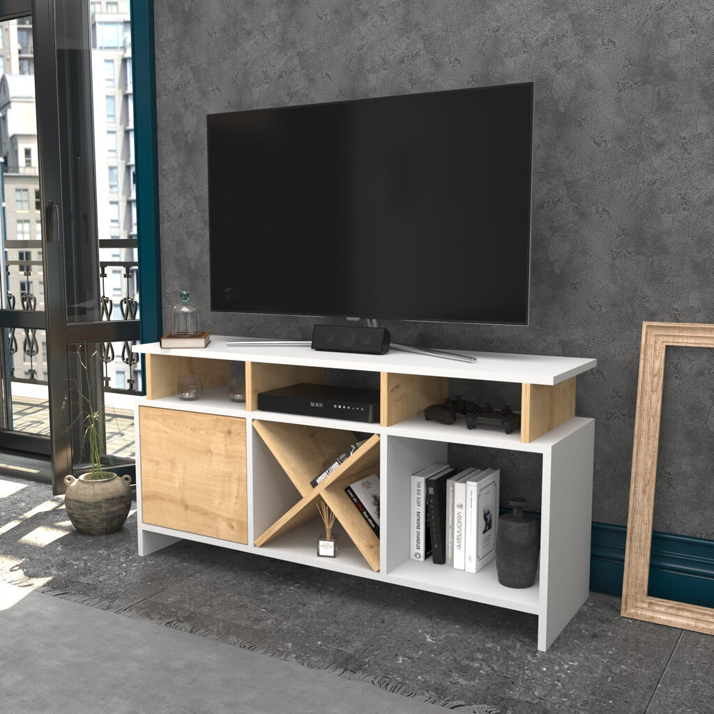 TV alus Asir, 120x29,9x60,6 cm, valge/beež цена и информация | TV alused | kaup24.ee