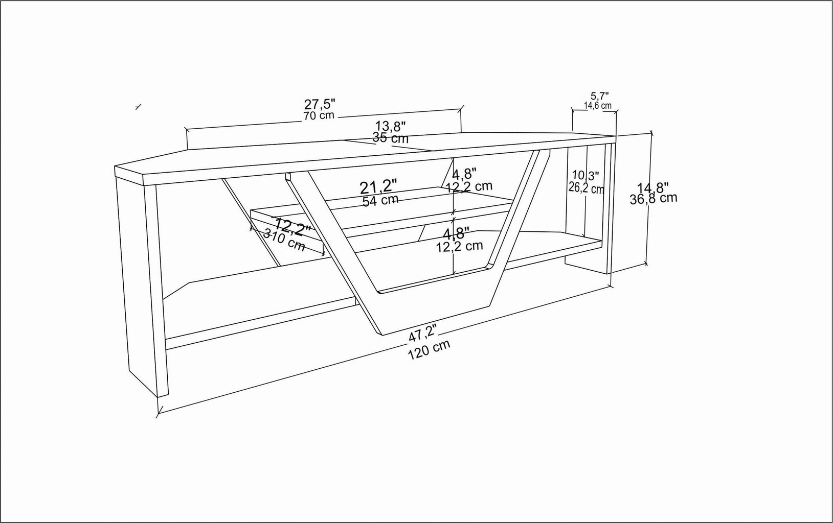 TV alus Asir, 120x35x36,8 cm, valge/beež hind ja info | TV alused | kaup24.ee