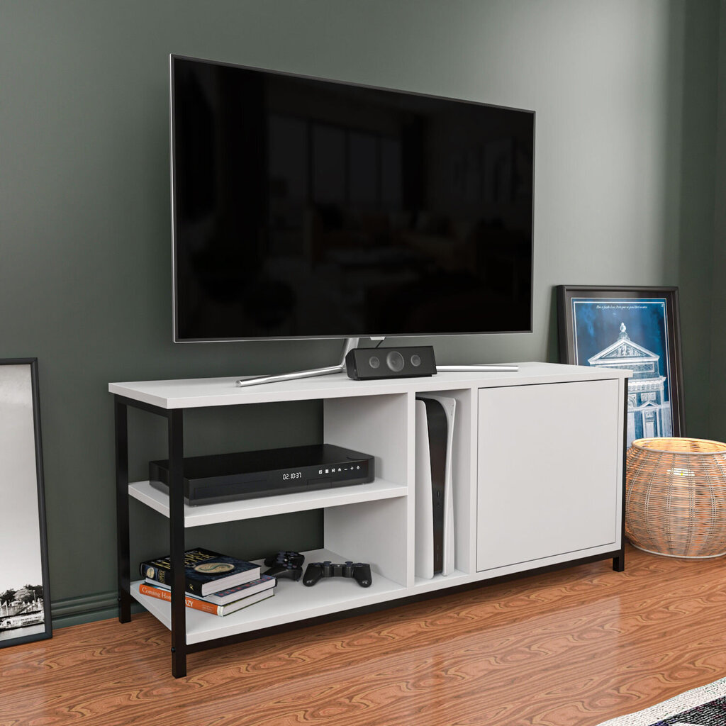 TV alus Asir, 120x35,3x50,8 cm, must/valge hind ja info | TV alused | kaup24.ee