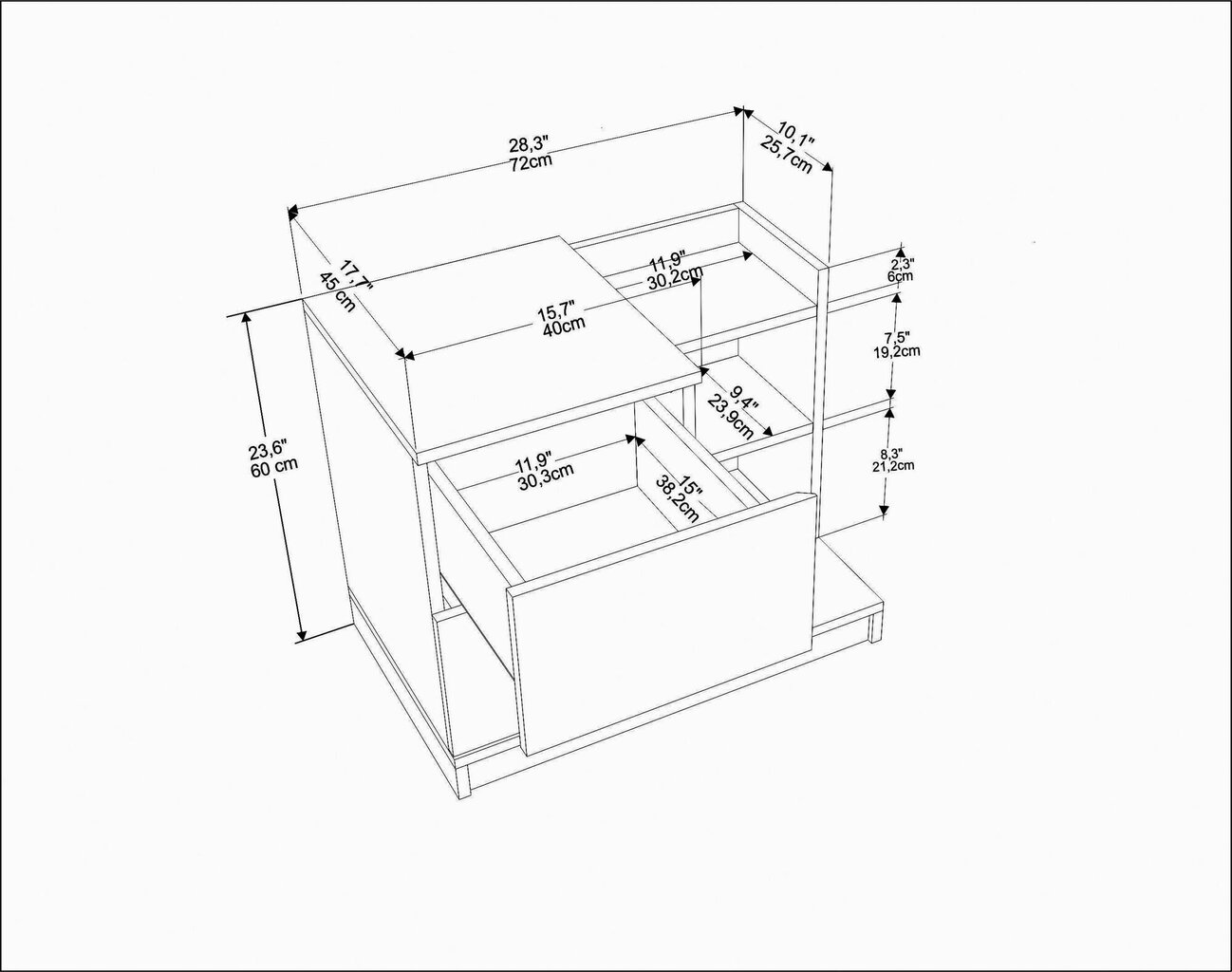 Öökapp Asir, 72x45x60 cm, valge/helepruun hind ja info | Öökapid | kaup24.ee