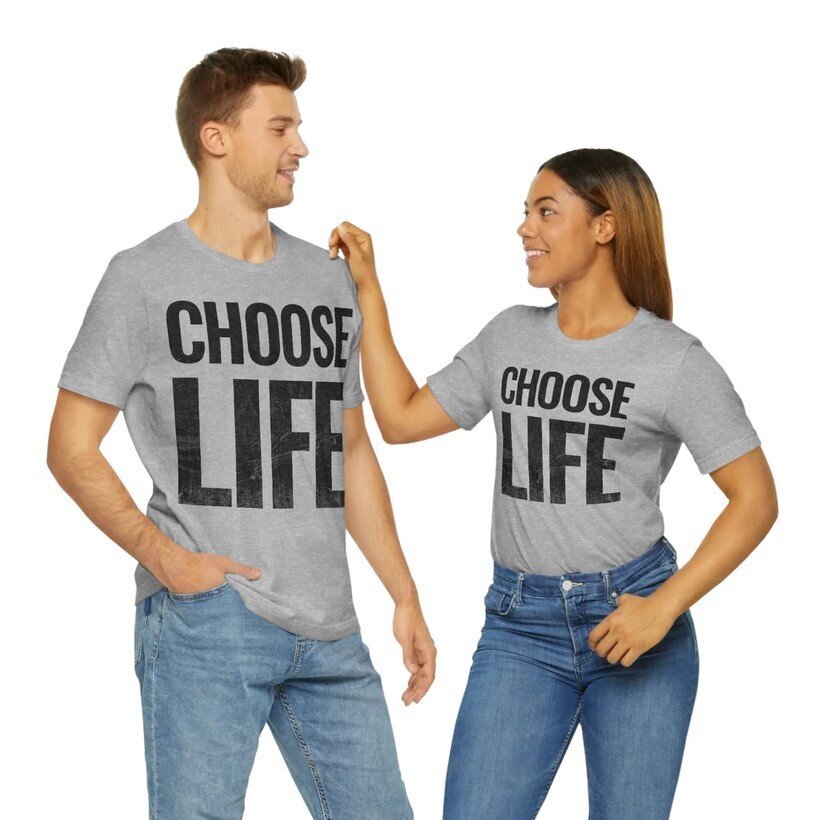 T-särk meestele ja naistele (unisex) "Choose Life", hall цена и информация | Naiste alussärgid | kaup24.ee