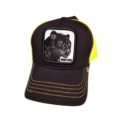 Черная кепка с желтой сеткой сзади и вышивкой в виде пантеры цена и информация | Мужские шарфы, шапки, перчатки | kaup24.ee