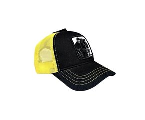Черная кепка с желтой сеткой сзади и вышивкой в виде пантеры цена и информация | Мужские шарфы, шапки, перчатки | kaup24.ee