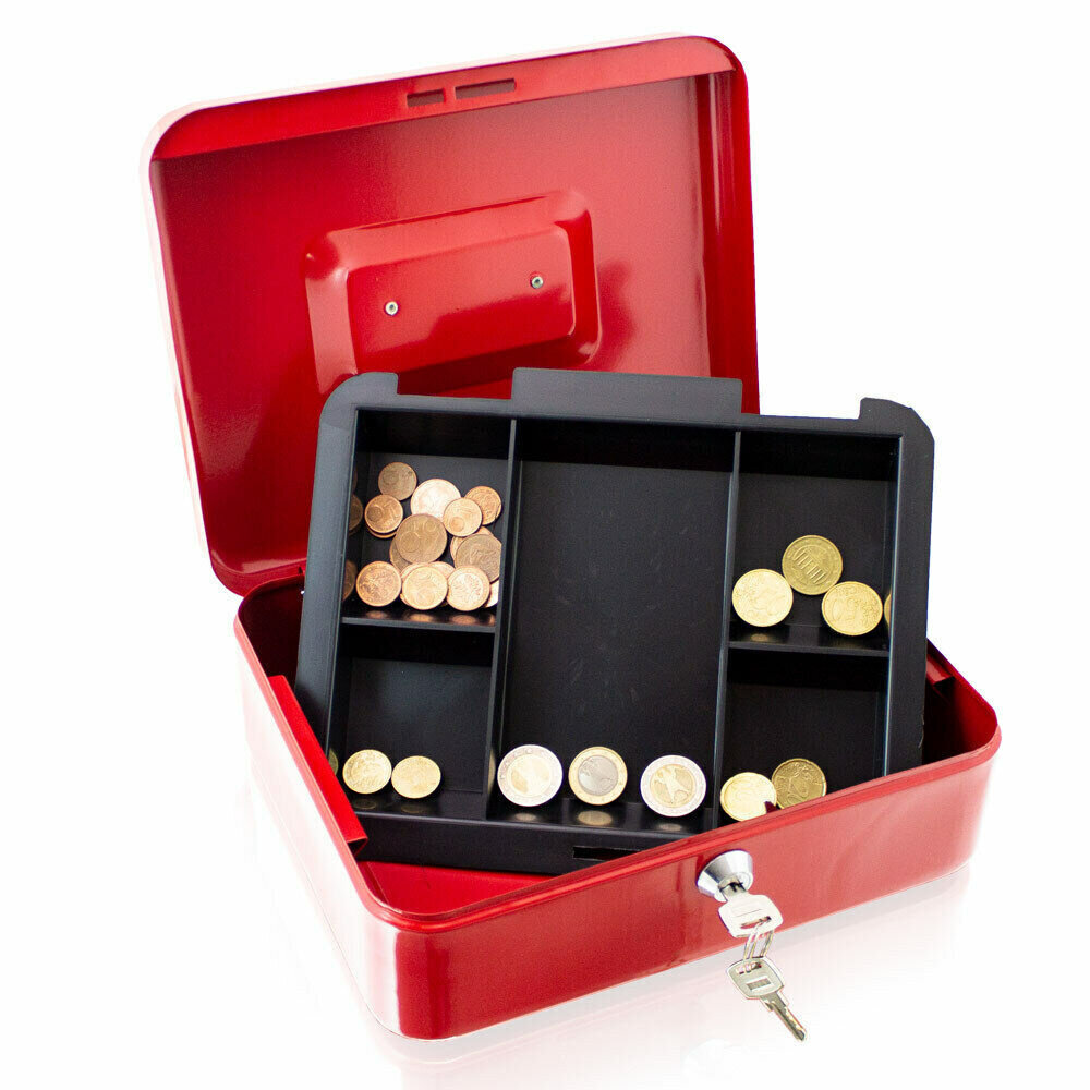 Metallkarp võtmega raha hoiustamiseks, 25 cm, punane hind ja info | Seifid | kaup24.ee