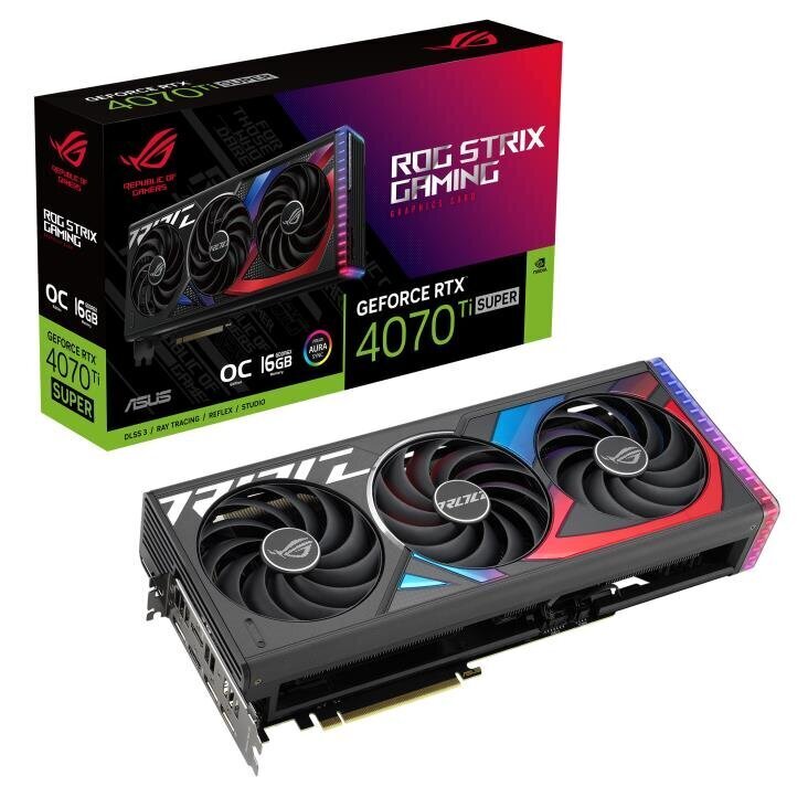 Asus ROG Strix GeForce RTX 4070 Ti SUPER OC Edition (ROGSTRIXRTX4070TIS-O16GAM) цена и информация | Videokaardid (GPU) | kaup24.ee