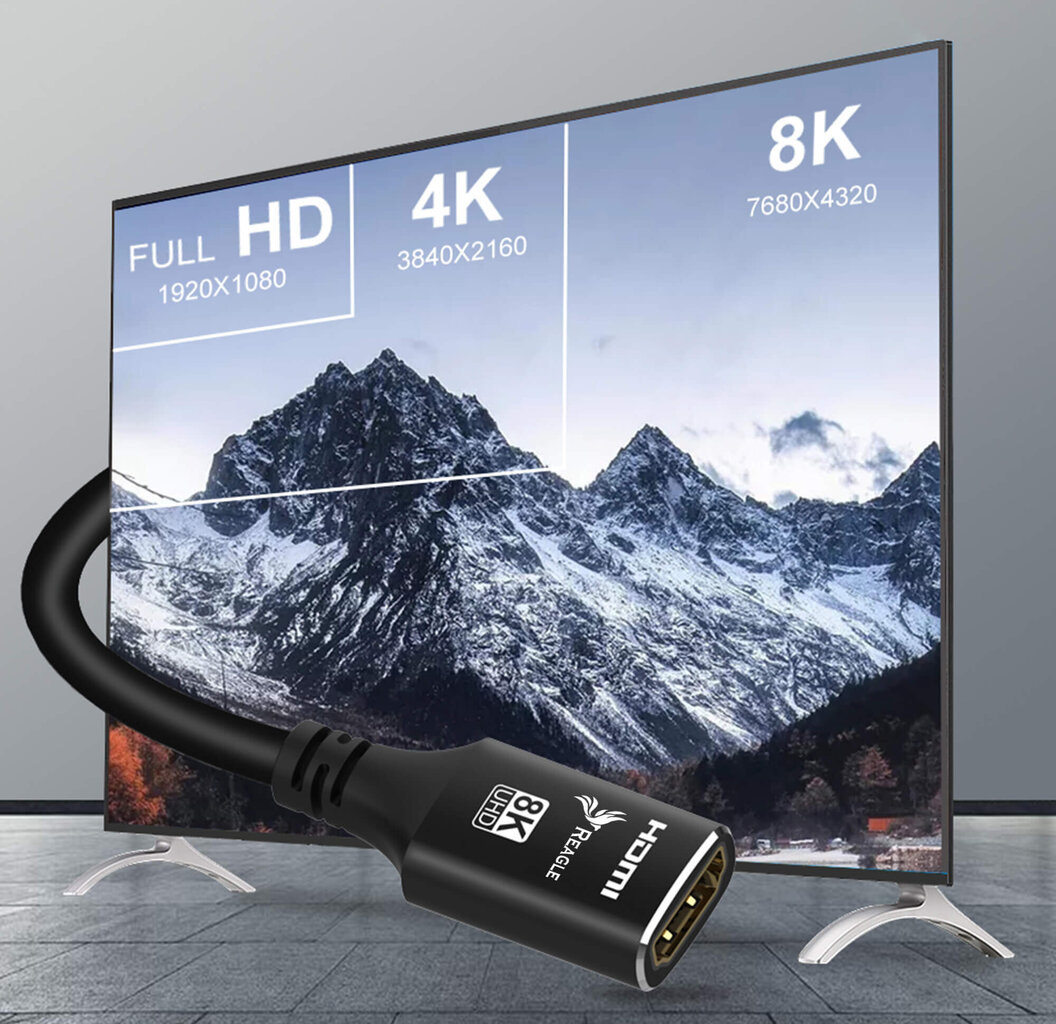 Reagle pikenduskaabel HDMI 2.1 4K 144Hz 0.5M adapterkaabel цена и информация | Lisatarvikud korpustele | kaup24.ee