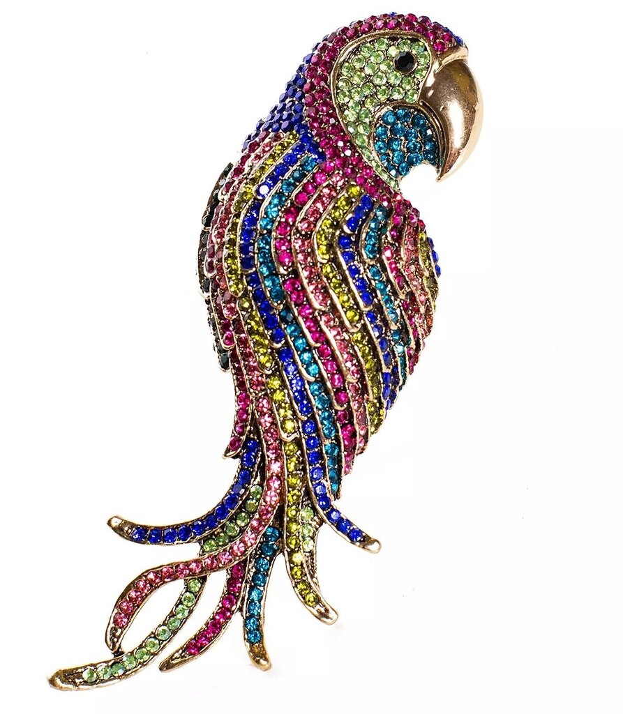 Suur värviliste tsirkoonidega papagoi pross 14166-uniw hind ja info | Prossid | kaup24.ee