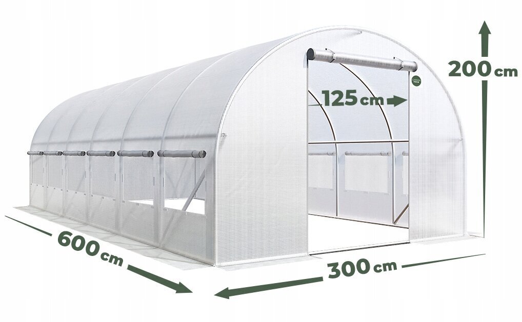 Kasvuhoone, 18m² 600x300cm, valge цена и информация | Kasvuhooned | kaup24.ee