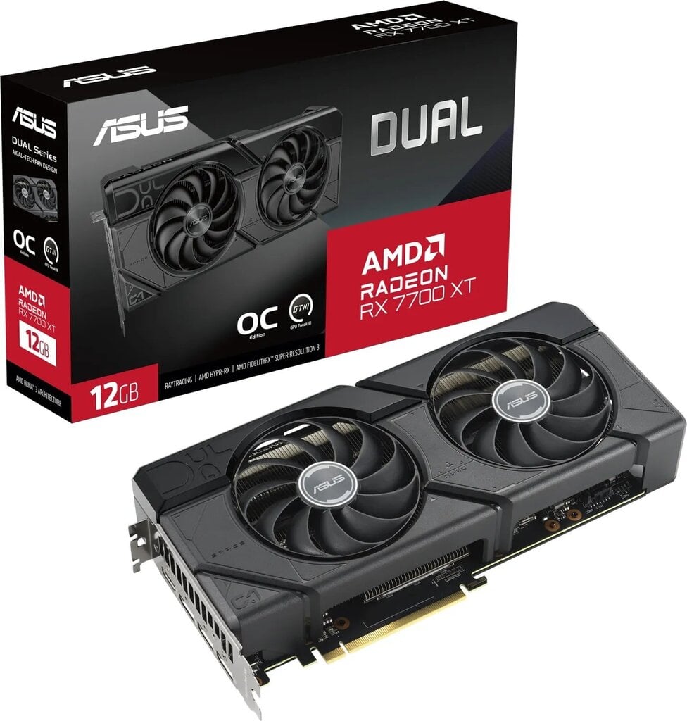 Asus Dual Radeon RX 7700 XT OC 12GB GDDR6 (DUAL-RX7700XT-O12G) hind ja info | Videokaardid (GPU) | kaup24.ee