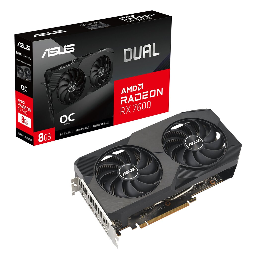 Asus Dual Radeon RX 7600 XT OC Edition (DUAL-RX7600XT-O16G) hind ja info | Videokaardid (GPU) | kaup24.ee
