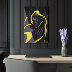 Картина из закаленного стекла - Девушка с желтыми линиями цена и информация | Картины, живопись | kaup24.ee