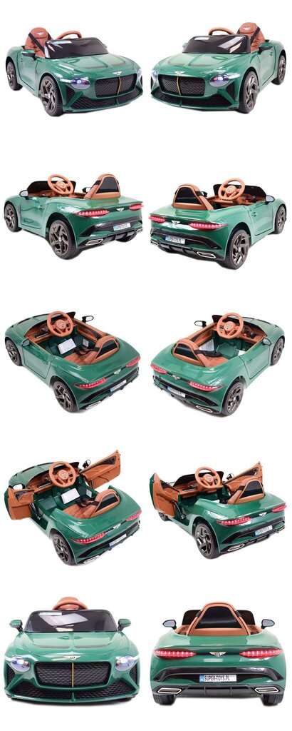 Ühekohaline laste elektriauto Bentley Bacalar, rohekaspruun hind ja info | Laste elektriautod | kaup24.ee