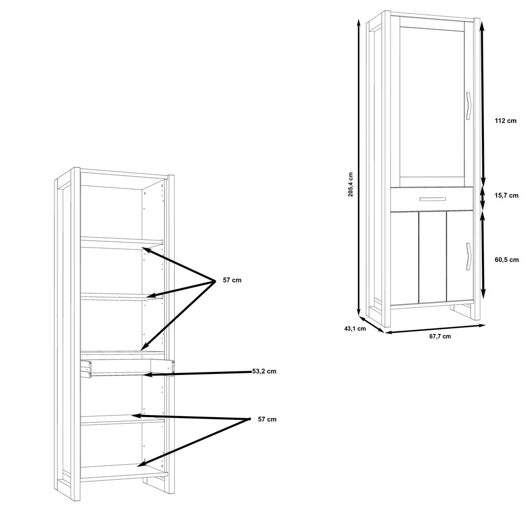 Vitriinkapp Note NTEV711, pruun/hall hind ja info | Vitriinkapid | kaup24.ee