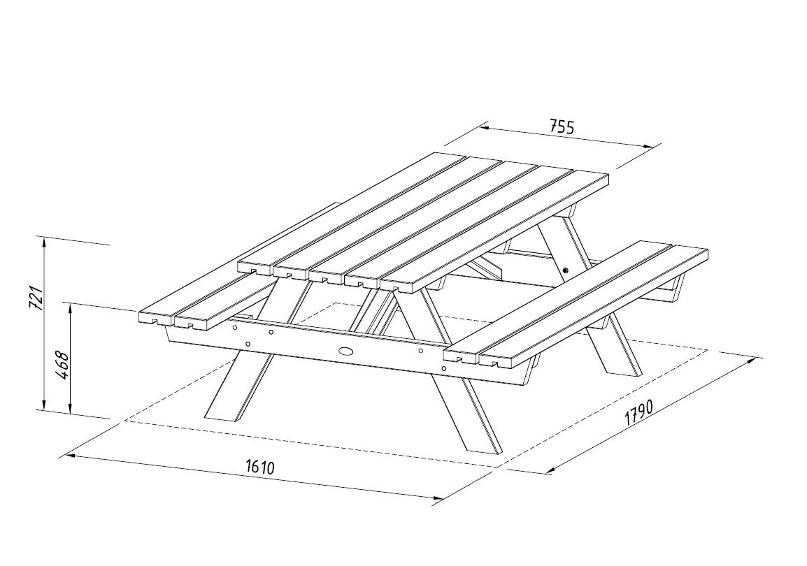 Piknikulaud sügavimmutatud puidust 1,8 m hind ja info | Dekoratsioonid | kaup24.ee