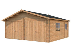 Garaaž Roger 28,4 m² 2-le autole puitväravatega ja pruuni puidukaitsega hind ja info | Kuurid ja aiamajad | kaup24.ee