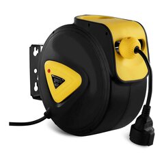 Настенный автоматический барабан для кабеля с удлинителем, розетка AC 230В/10А/50Гц, длина 21,5м цена и информация | Удлинители | kaup24.ee
