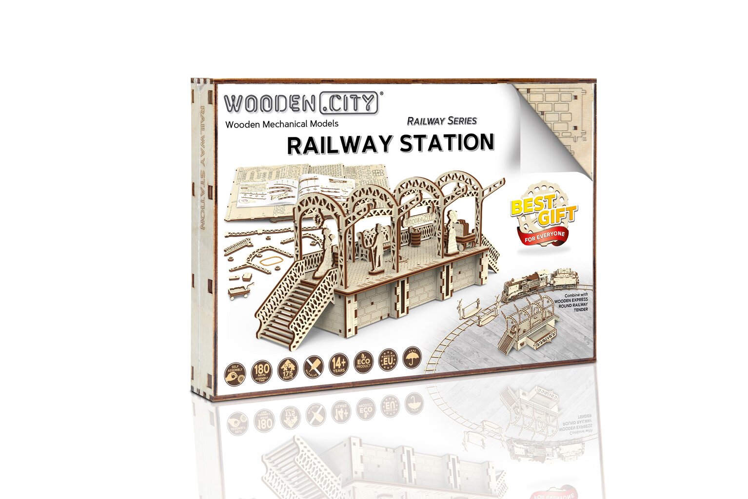 Puitkonstruktor Wooden city Raudteejaam, 175 tk цена и информация | Klotsid ja konstruktorid | kaup24.ee