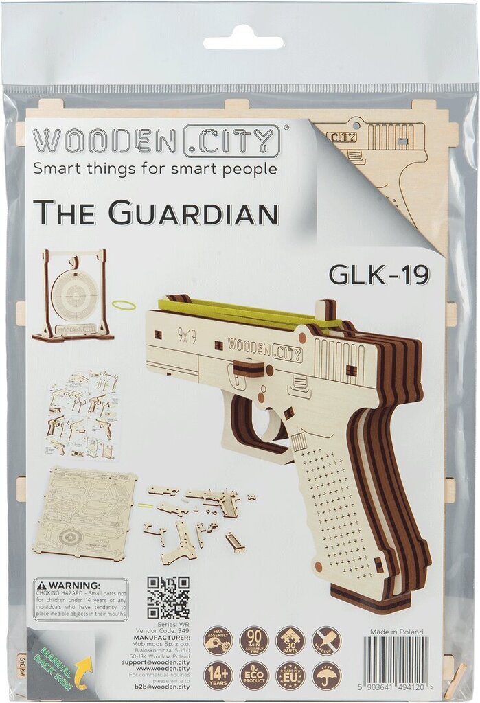 Puitkonstruktor Wooden city Püstol Guardian GLK-19 hind ja info | Klotsid ja konstruktorid | kaup24.ee