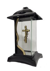 Кладбищенский подсвечник Glamur черный с золотым крестом, 32 см цена и информация | Свечи на кладбище | kaup24.ee
