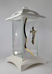 Кладбищенский подсвечник Glamur белый с золотым крестом 32 см цена и информация | Свечи на кладбище | kaup24.ee