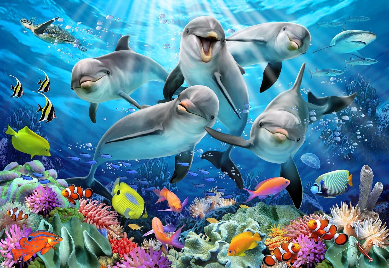 Puidust pusle kujudega Wooden city Õnnelikud delfiinid, 505 tk цена и информация | Pusled | kaup24.ee