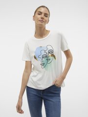 Vero Moda женская футболка 10306773*02, белый/розовый 5715510625432 цена и информация | Женские футболки | kaup24.ee