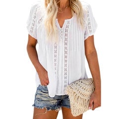 Женская футболка в стиле бохо WEYI, белая цена и информация | Женские блузки, рубашки | kaup24.ee
