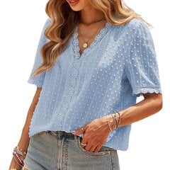 Женская рубашка в стиле бохо Bhxteng, синяя цена и информация | Женские блузки, рубашки | kaup24.ee