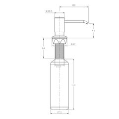 Встраиваемый дозатор мыла и моющих средств, gunmetal, 350 мл цена и информация | Принадлежности для кухонных раковин и смесителей | kaup24.ee