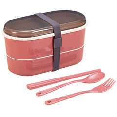 Ланч-бокс со столовыми приборами, 2 части, розовый цена и информация | Посуда для хранения еды | kaup24.ee