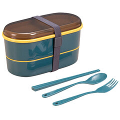 Ланч-бокс со столовыми приборами, 2 части, синий цена и информация | Посуда для хранения еды | kaup24.ee