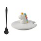 Lean Toys keraamiline tass lusika ja kaanega Unicorn/Unicorn, 350ml, lilla hind ja info | Klaasid, tassid ja kannud | kaup24.ee