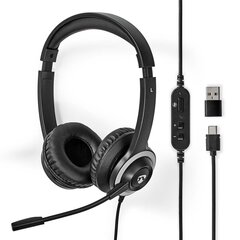 Kõrvaklapid mikrofoniga Nedis USB-C, juhtmega, pult, must цена и информация | Наушники | kaup24.ee