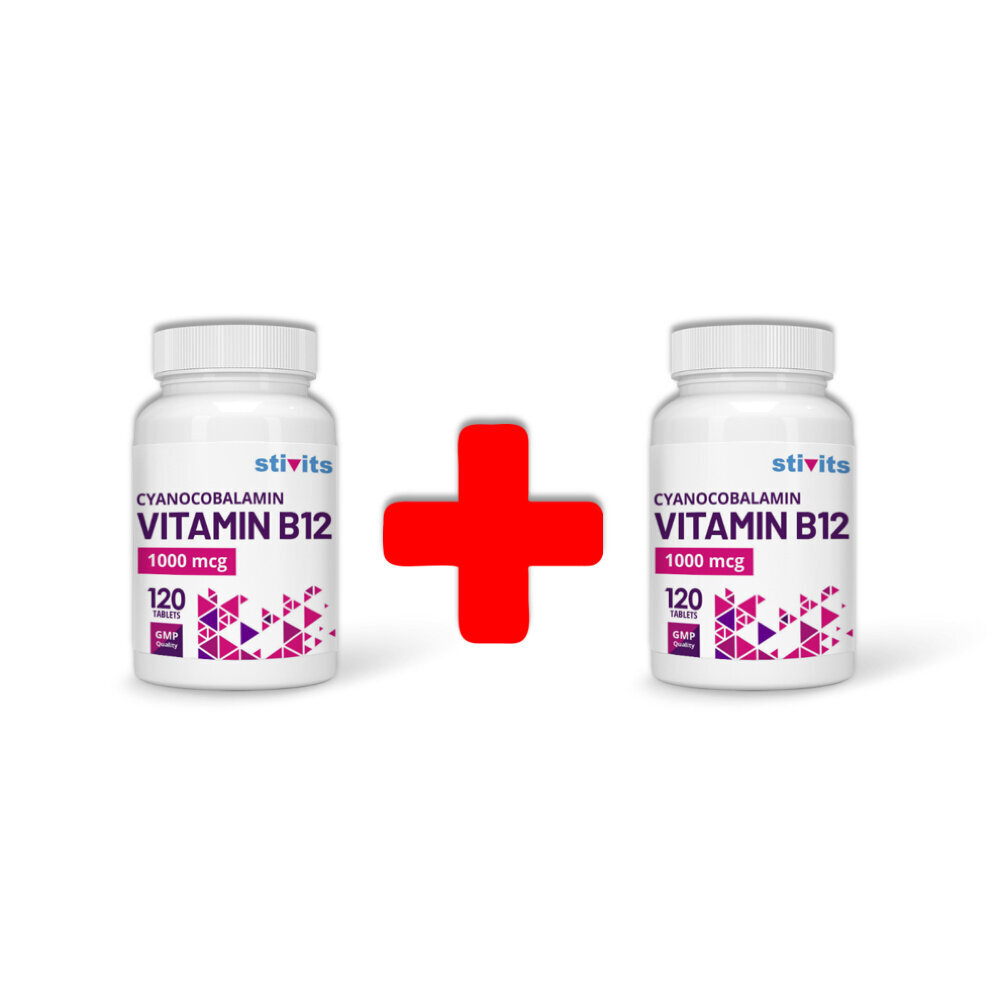 Toidulisand Stivits 1+1 B12-vitamiin 1000 mcg vegan tabletid, N120 hind ja info | Vitamiinid, toidulisandid, immuunsuse preparaadid | kaup24.ee