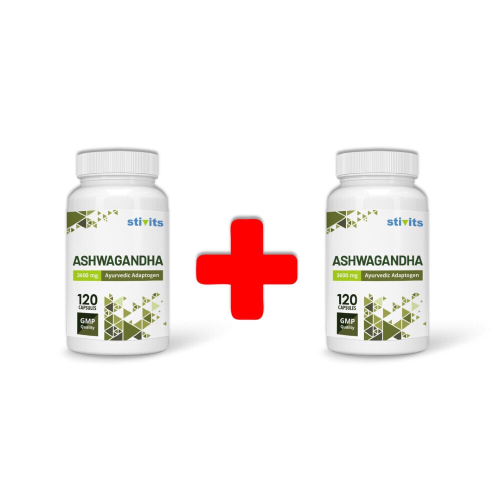 Toidulisand Stivits 1+1 Ashwagandha 3600mg vegan kapslit, N120 hind ja info | Vitamiinid, toidulisandid, immuunsuse preparaadid | kaup24.ee