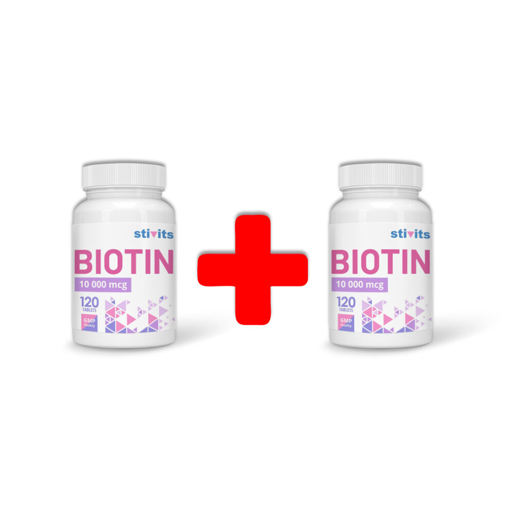 Toidulisand Stivits 1+1 Biotiin 10000 mcg vegan tabletid, N120 hind ja info | Vitamiinid, toidulisandid, immuunsuse preparaadid | kaup24.ee