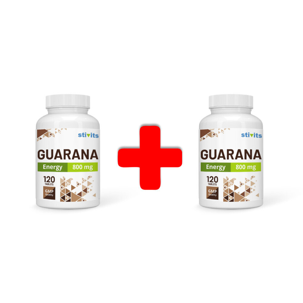 Toidulisand kofeiiniga Stivits 1+1 Guaraana 800 mg vegan tabletid, N120 hind ja info | Vitamiinid, toidulisandid, immuunsuse preparaadid | kaup24.ee