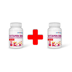 Toidulisand Stivits 1+1 Vitamiin B6 50 mg Püridoksaal-5-fosfaat vegan tabletid, N90 hind ja info | Vitamiinid, toidulisandid, immuunsuse preparaadid | kaup24.ee