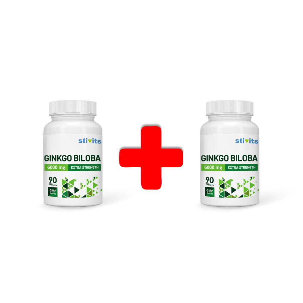 Toidulisand Stivits 1+1 Ginkgo Biloba 6000 mg vegan tabletid, N90 hind ja info | Vitamiinid, toidulisandid, immuunsuse preparaadid | kaup24.ee