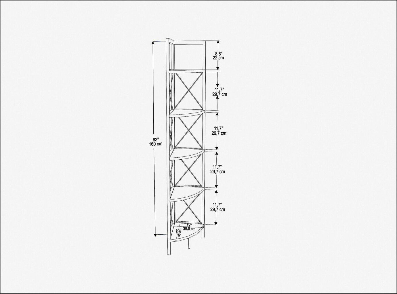 Riiul Asir, 30,5x33x160 cm, valge hind ja info | Riiulid | kaup24.ee