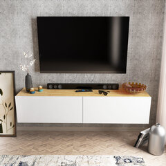 TV alus Asir, 159,7x36,8x34,1 cm, valge/pruun цена и информация | Тумбы под телевизор | kaup24.ee