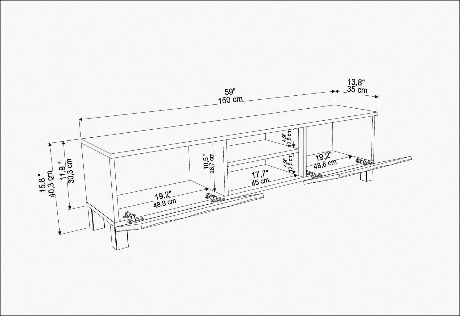 TV alus Asir, 150x35x40,3 cm, valge hind ja info | TV alused | kaup24.ee