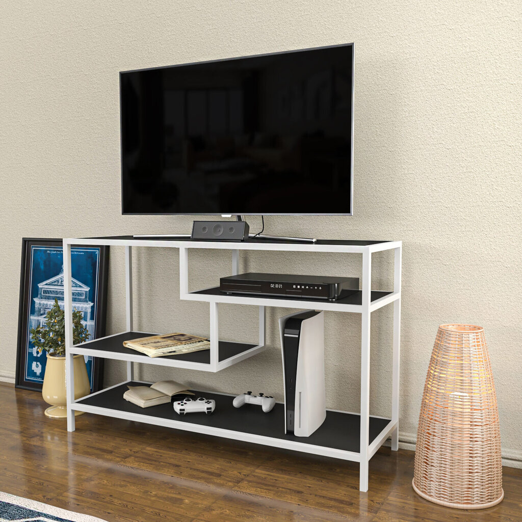 TV alus Asir, 120x39x75 cm, valge/hall hind ja info | TV alused | kaup24.ee