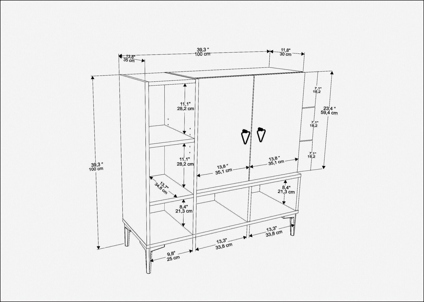 Konsoollaud Asir, 100x35x100 cm, valge/pruun hind ja info | Konsoollauad | kaup24.ee