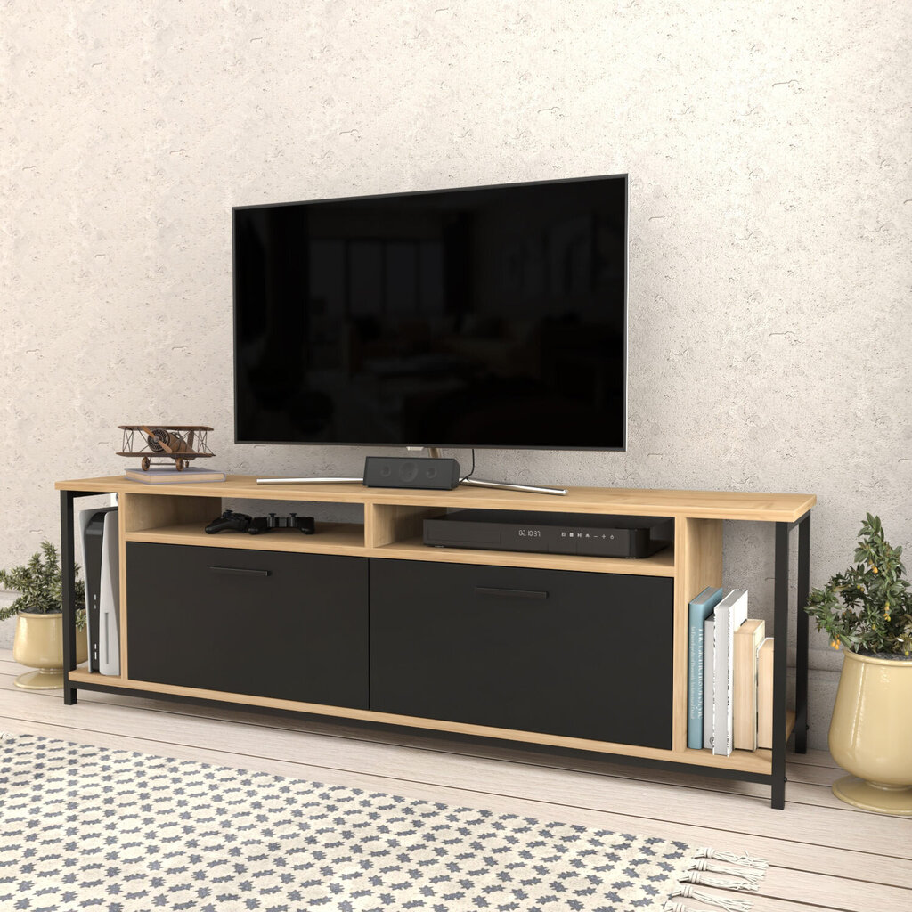 TV alus Asir, 160x35x50,8 cm, must/pruun hind ja info | TV alused | kaup24.ee