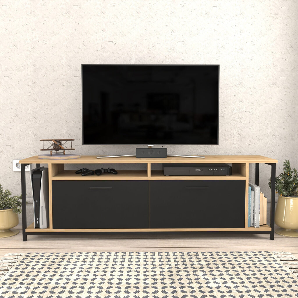 TV alus Asir, 160x35x50,8 cm, must/pruun цена и информация | TV alused | kaup24.ee