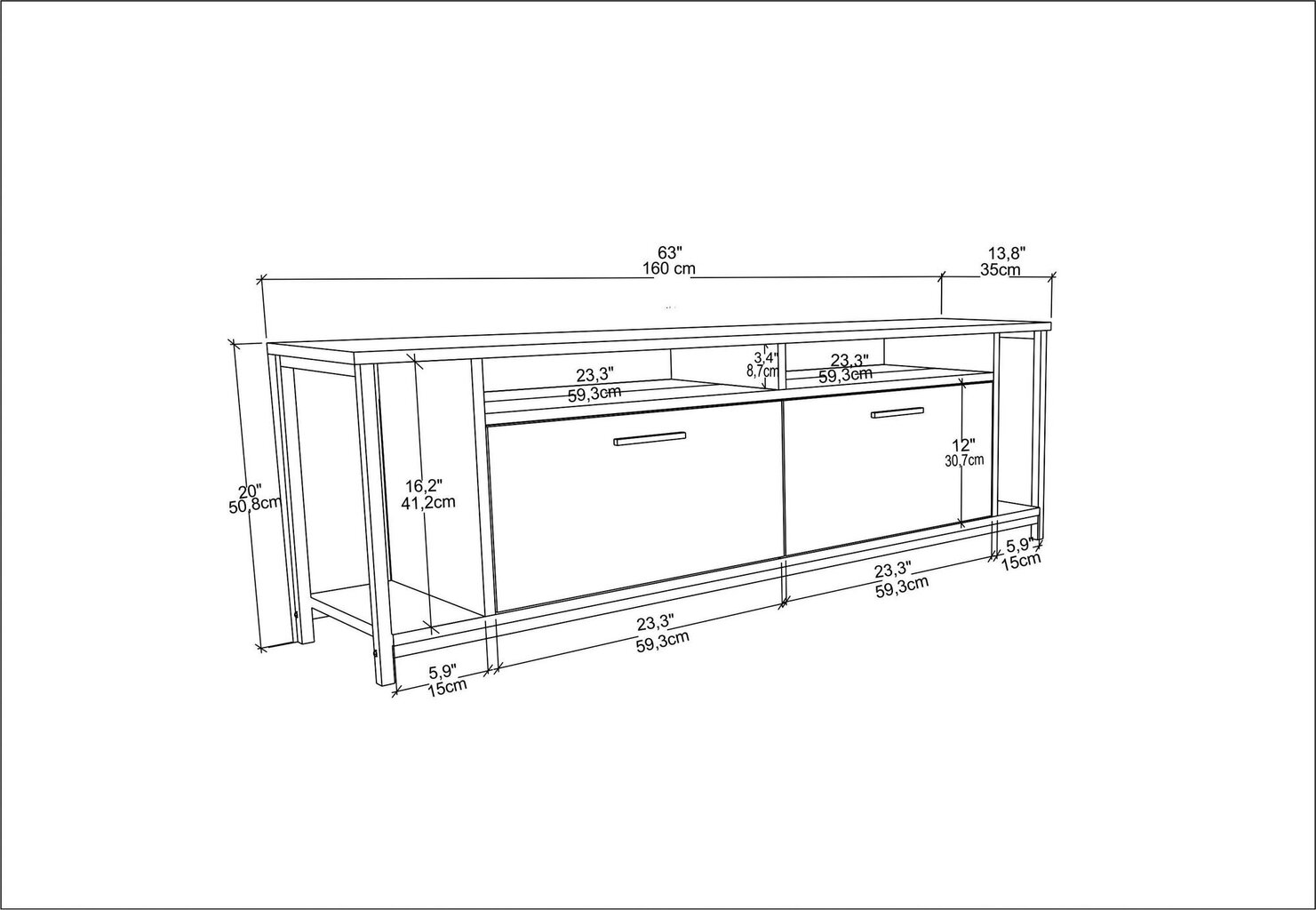 TV alus Asir, 160x35x50,8 cm, must/pruun цена и информация | TV alused | kaup24.ee