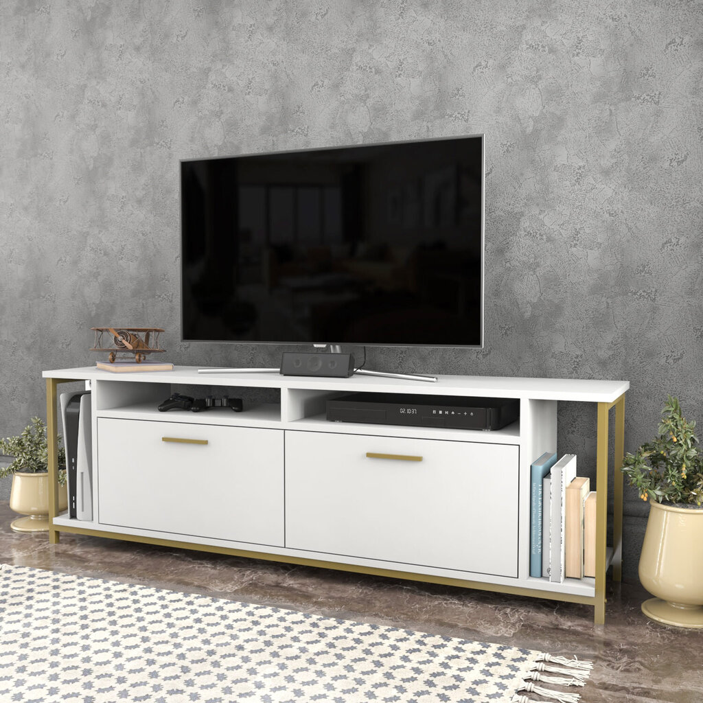 TV alus Asir, 160x35x50,8 cm, valge/kuldne hind ja info | TV alused | kaup24.ee