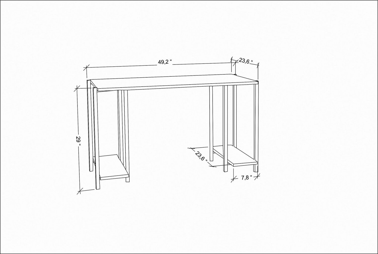 Laud Asir, 125,2x60x73,8 cm, must/hall hind ja info | Arvutilauad, kirjutuslauad | kaup24.ee