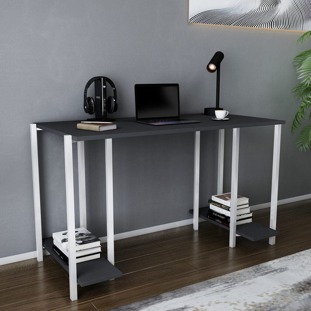 Laud Asir, 125,2x60x73,8 cm, valge/hall hind ja info | Arvutilauad, kirjutuslauad | kaup24.ee